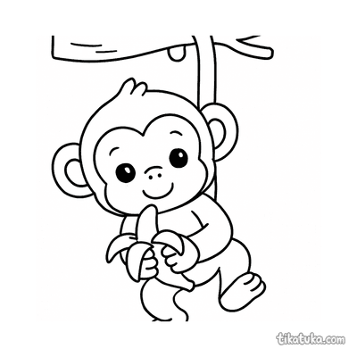 Monkey with a Banana on Branch