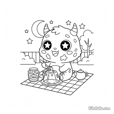 Monster Eating Jelly Under the Moon