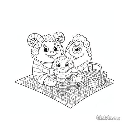 Monster Friends Sharing Giant Cookie