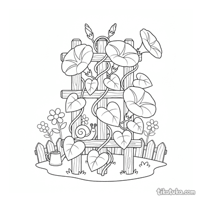 Morning Glory Vine on Garden Trellis