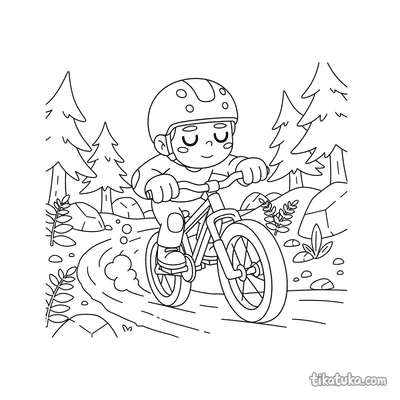 Mountain Biker on Forest Trail
