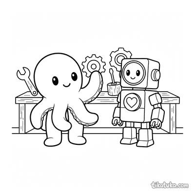 Octopus Bublik and Robot Helper