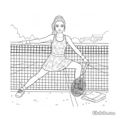 Tennis Player Stretching at Net