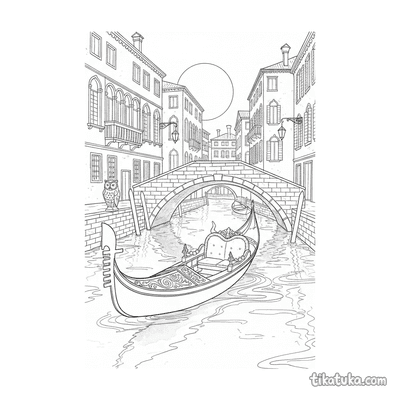 Ornate Venetian Gondola at Night