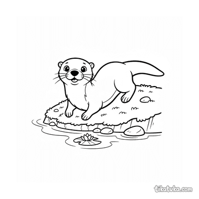 Otter Sliding Down Stream Bank