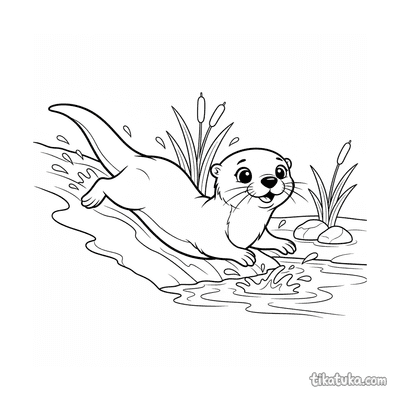 Otter Sliding Down the Bank