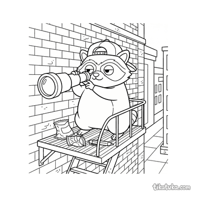Overconfident Raccoon on Fire Escape
