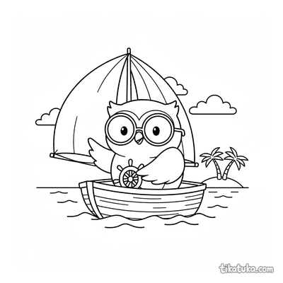 Owl Oof Sailing a Boat