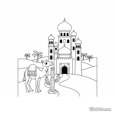 Desert Palace with Exploring Camel