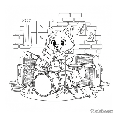 Fox Drummer in Garage