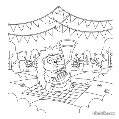 Hedgehog Tuba Player at Festival