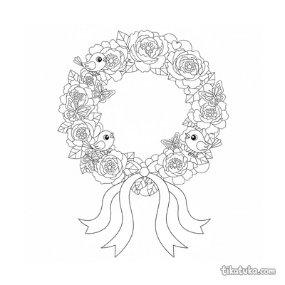 Paper-Cut Peony Wreath with Ribbons