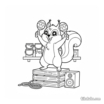 Squirrel with Maracas in Garage Jam