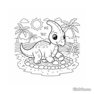 Parasaurolophus on the Beach