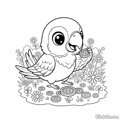 Parrot Collecting Shiny Buttons