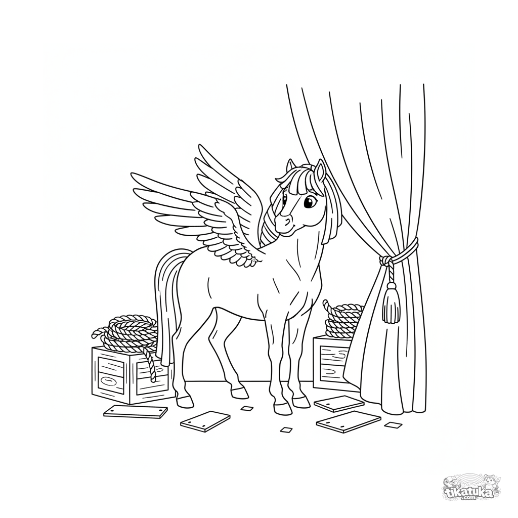 Pegasus Stagehand Helping with Curtain