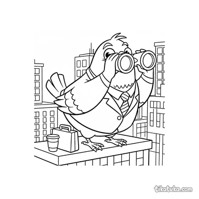 Pigeon Executive with Binoculars