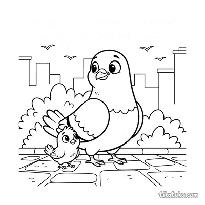 Pigeon Guiding a Lost Chick