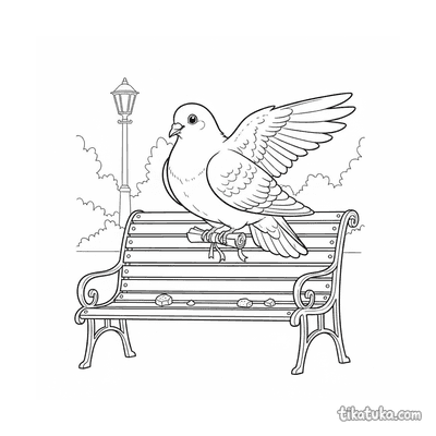 Messenger Pigeon on Park Bench