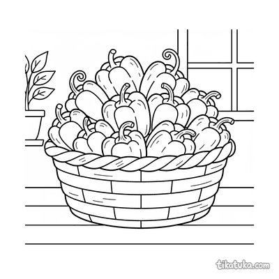 Pile of Bell Peppers in a Basket