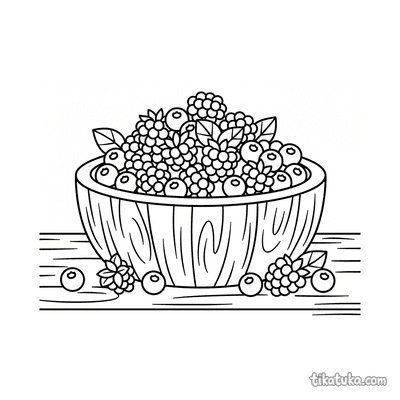 Pile of Mixed Berries in Wooden Bowl