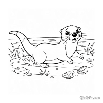 Otter Sliding Down the Bank