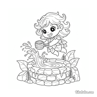 Playful Water Spirit at the Well