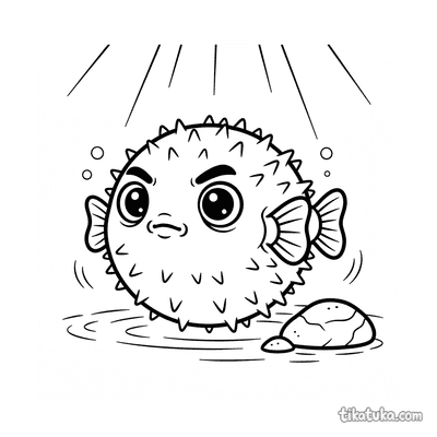 Pufferfish Near a Sunlit Rock