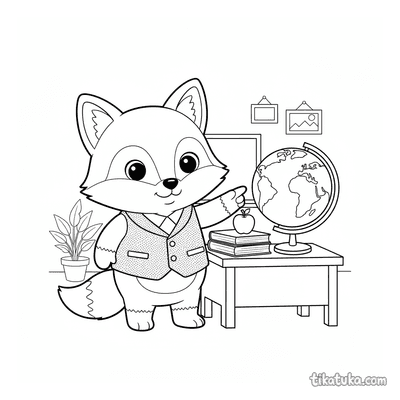 Fox Teacher with Globe
