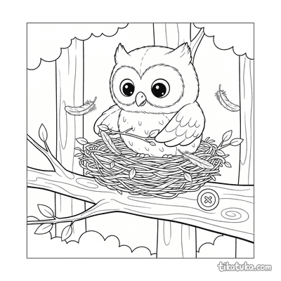 Plush Owl Helping Tidy a Nest