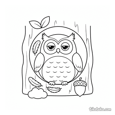 Plush Owl in a Tree Hollow