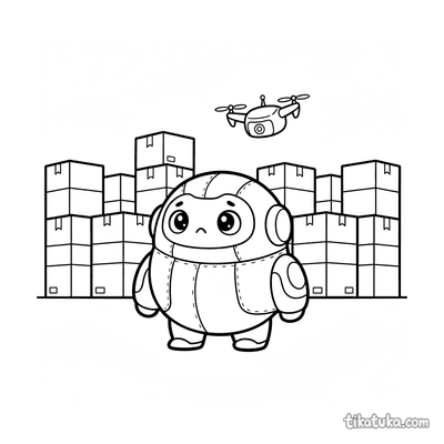 Plush Mascot Robot Lost in Warehouse
