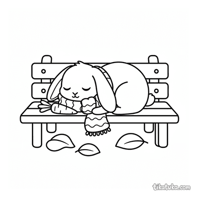 Rabbit Napping on Bench