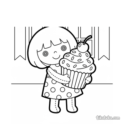 Plush Girl with Giant Cupcake
