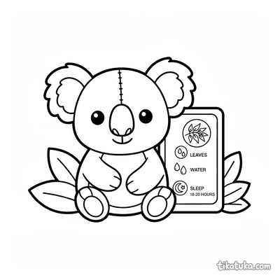 Plush Koala Next to Its Diet Chart