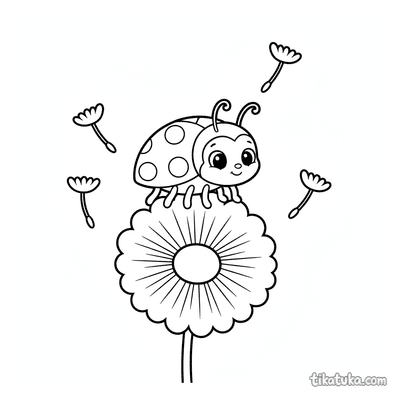 Polka-Dot Ladybug on a Dandelion