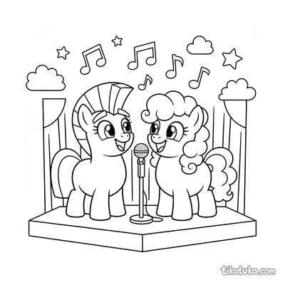 Pony Duet Singing into a Microphone