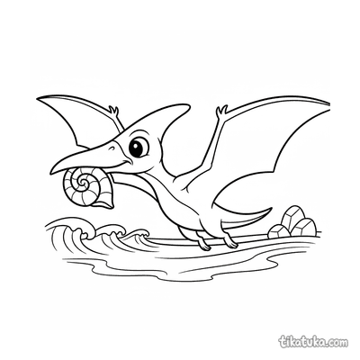 Pterodactyl Carrying a Shiny Shell