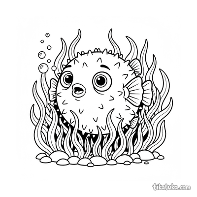 Pufferfish Inflated in Seagrass Bed