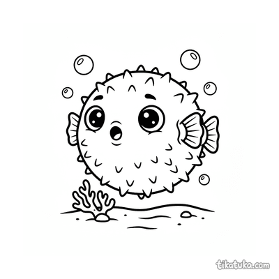 Pufferfish Near Coral