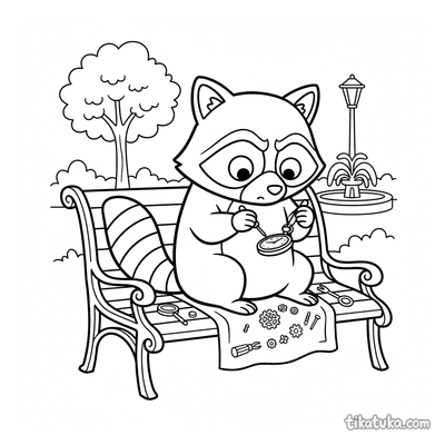 Raccoon Fixing Pocket Watch on Bench