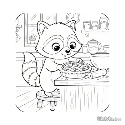 Raccoon Shmyak Baking a Pie
