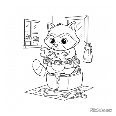 Raccoon Shmyak Fixing a Leaky Faucet