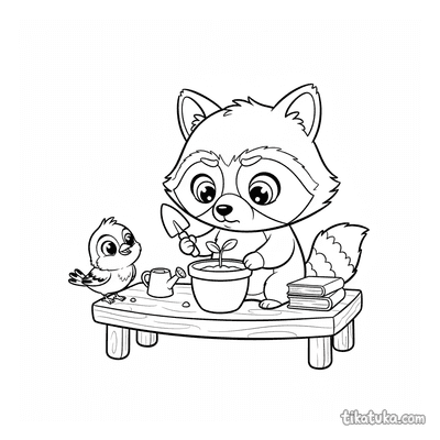 Raccoon Shmyak Gardening