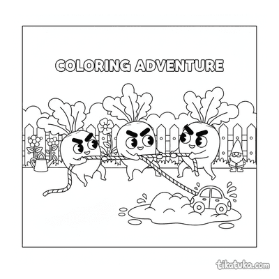 Radish Family Pulling a Car from Mud