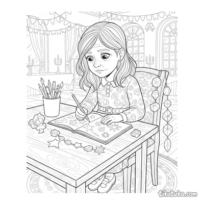 Girl Sketching Decoration Designs