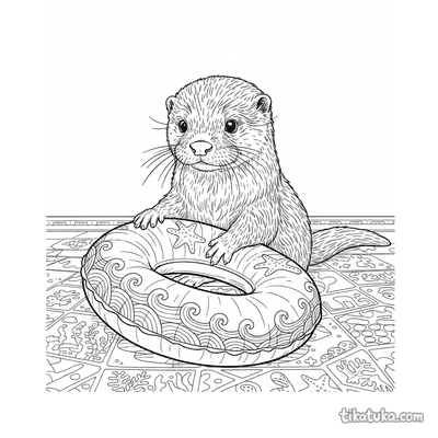 Otter Pup Inspecting Pool Ring