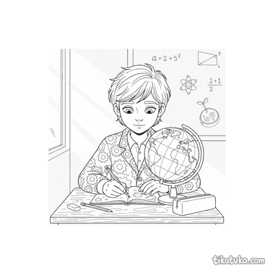 Young Artist Sketching a Globe