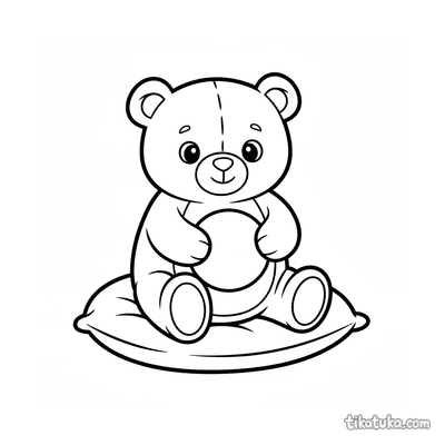 Realistic Teddy Bear on Cushion