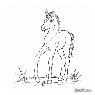 Unicorn Foal in a Meadow